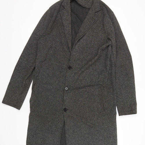 River Island Women's Grey Tweed Wool Overcoat S