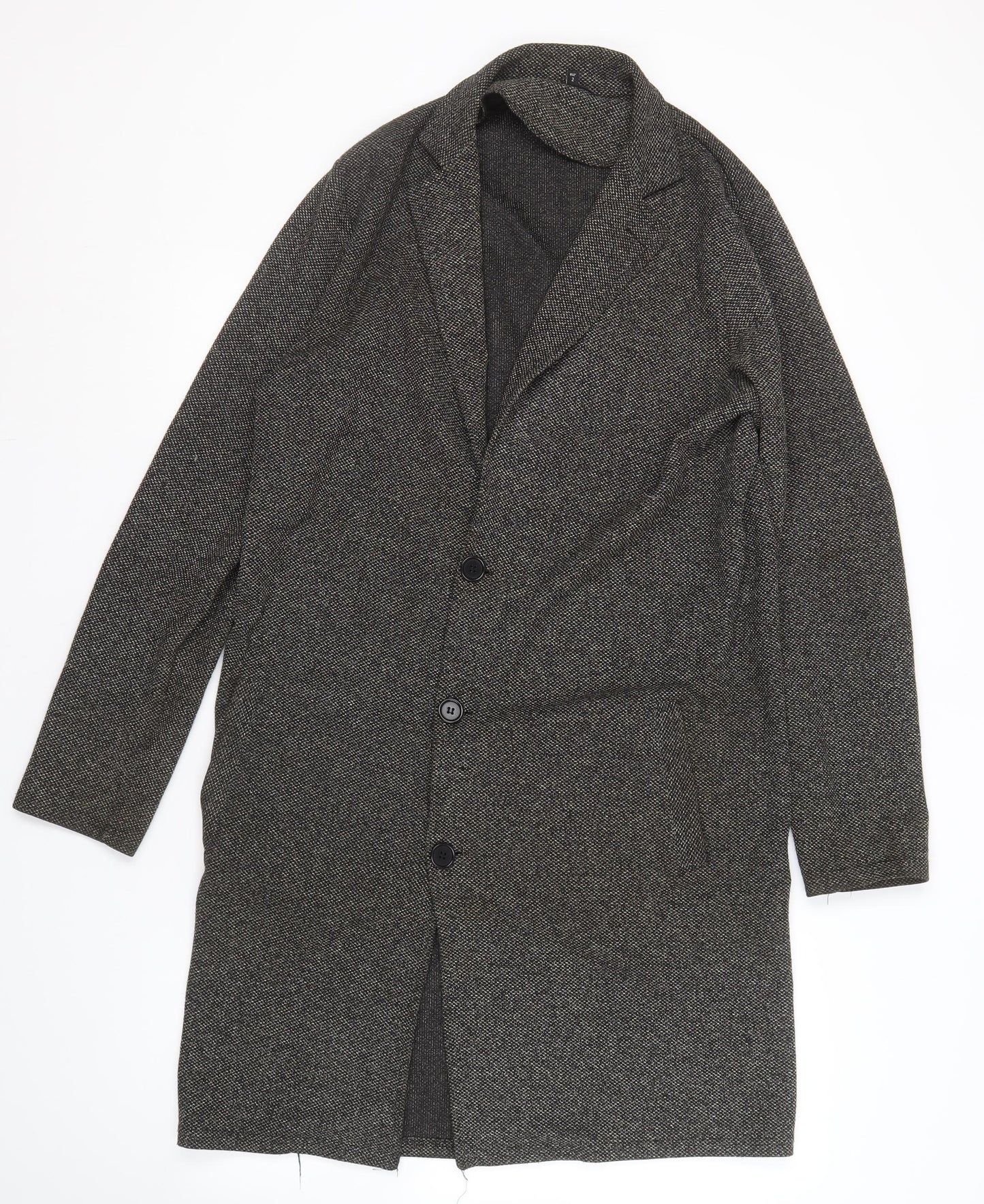 River Island Women's Grey Tweed Wool Overcoat S