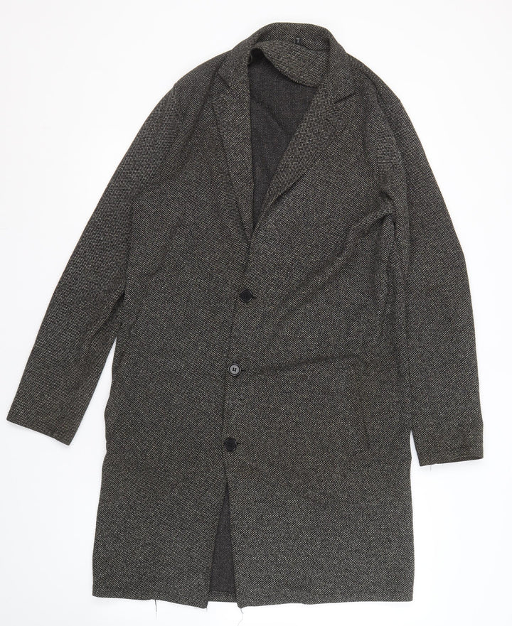 River Island Women's Grey Tweed Wool Overcoat S