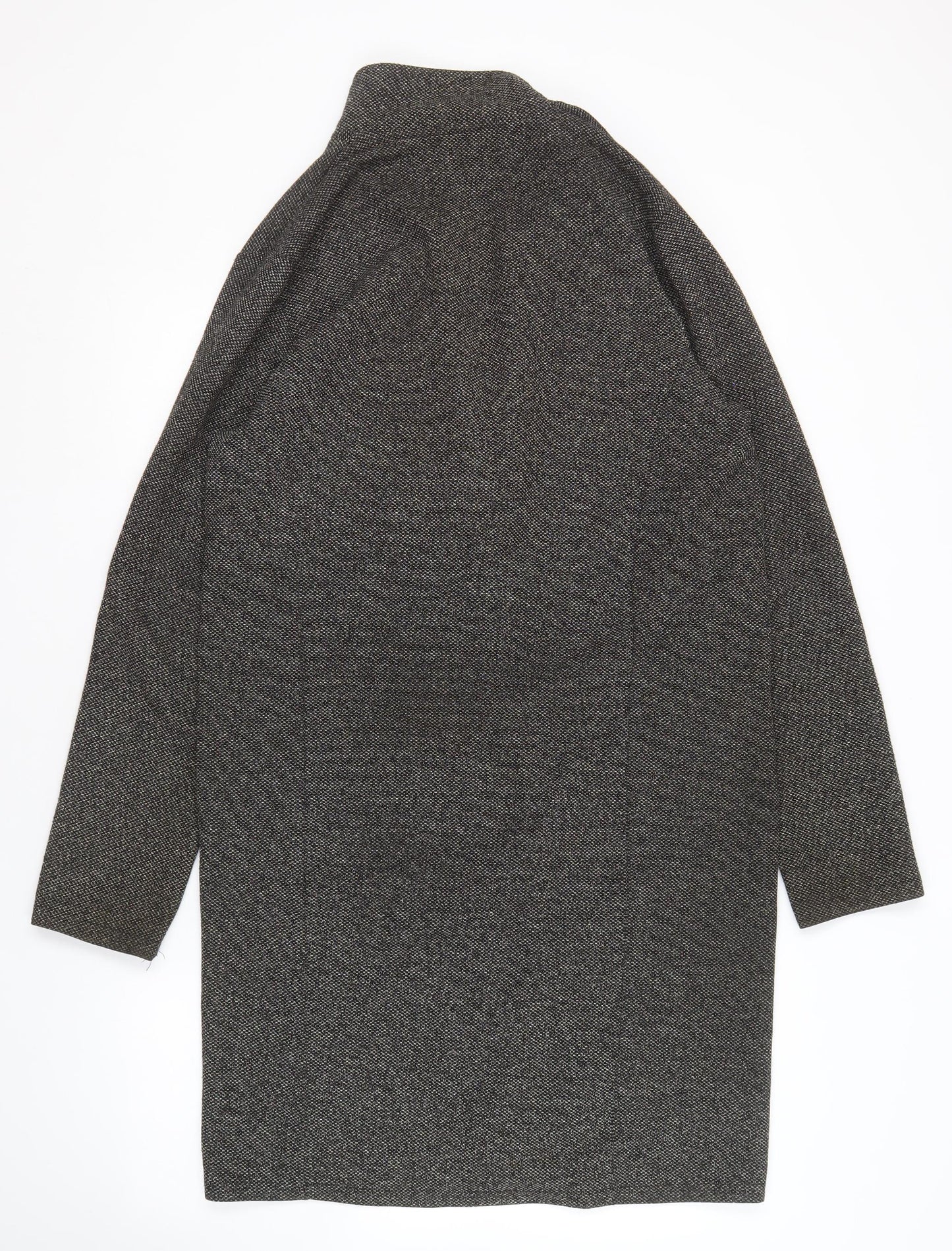 River Island Women's Grey Tweed Wool Overcoat S