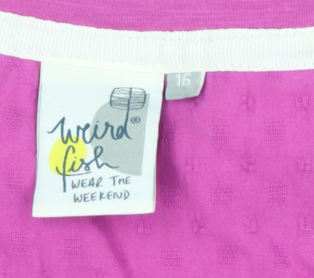 Weird Fish Women's Pink Tank Top Size 16 Sleeveless Cotton