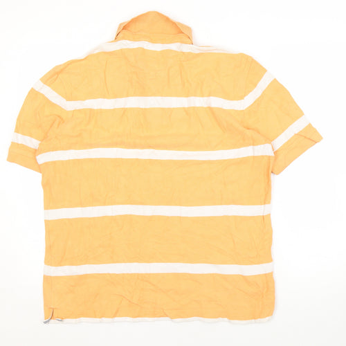Tommy Hilfiger Orange Striped Polo Shirt Men Size 16
