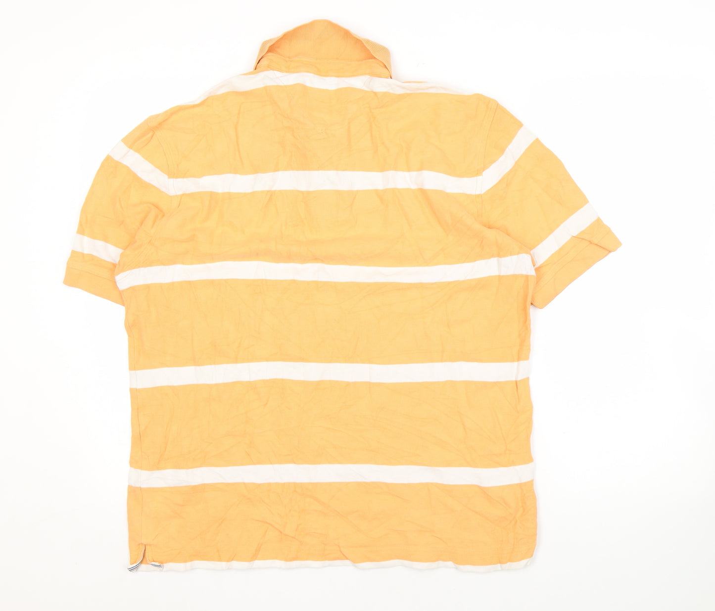 Tommy Hilfiger Orange Striped Polo Shirt Men Size 16