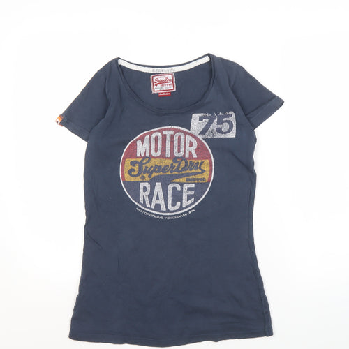 Superdry Blue Women's M T-Shirt - Cotton Race Theme