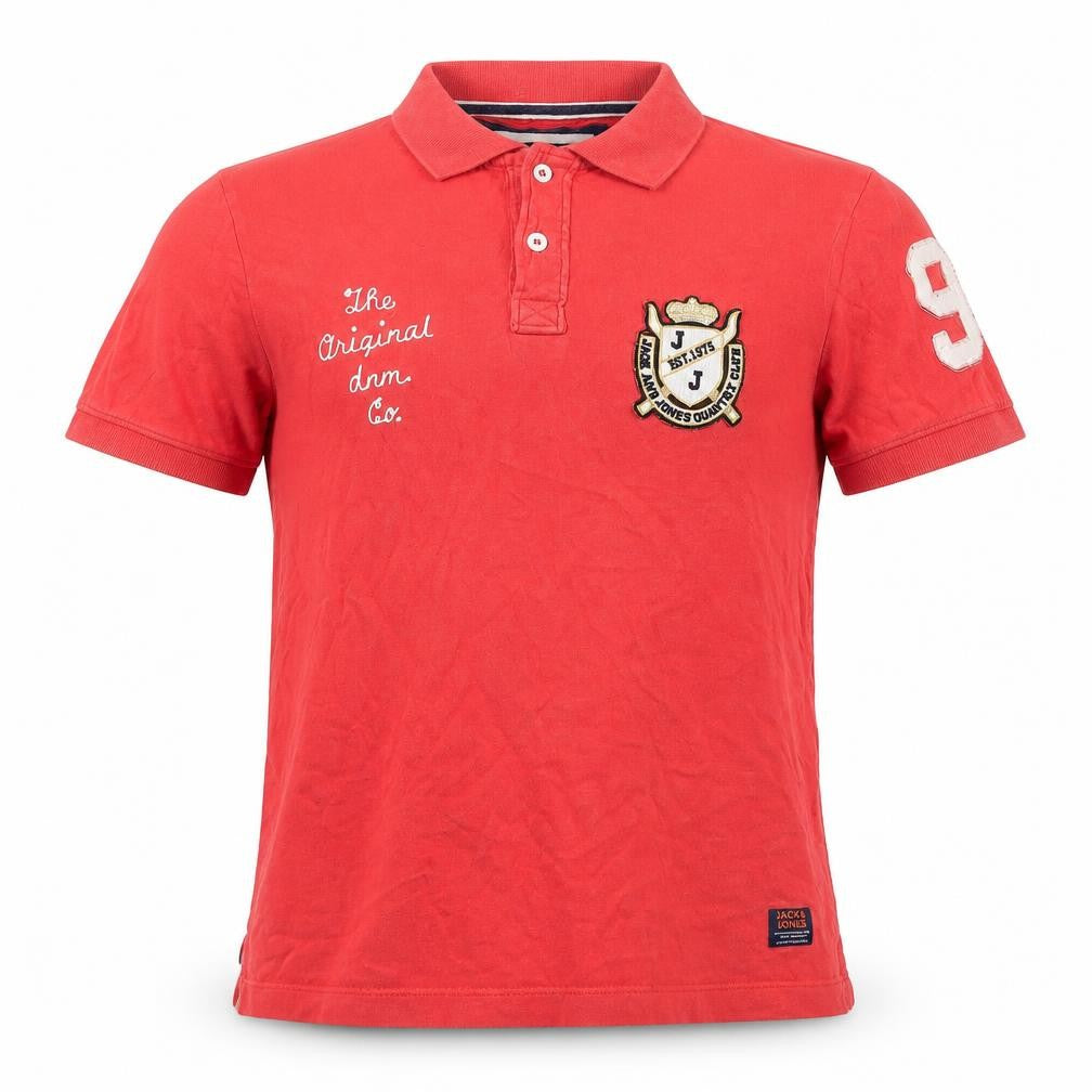 Front view of Jack & Jones Men's Red Polo Shirt M