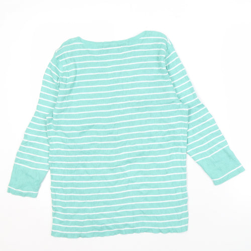 Lauren Ralph Lauren Women's Green Striped V-Neck Jumper