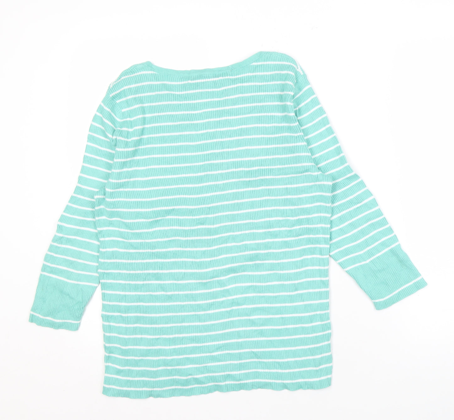 Lauren Ralph Lauren Women's Green Striped V-Neck Jumper