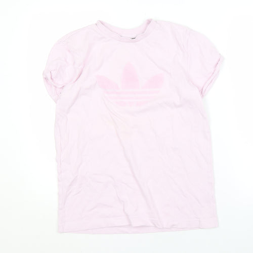 Adidas Women's Pink T-Shirt, Size 4, Logo Design