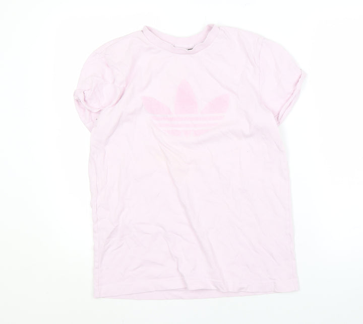 Adidas Women's Pink T-Shirt, Size 4, Logo Design
