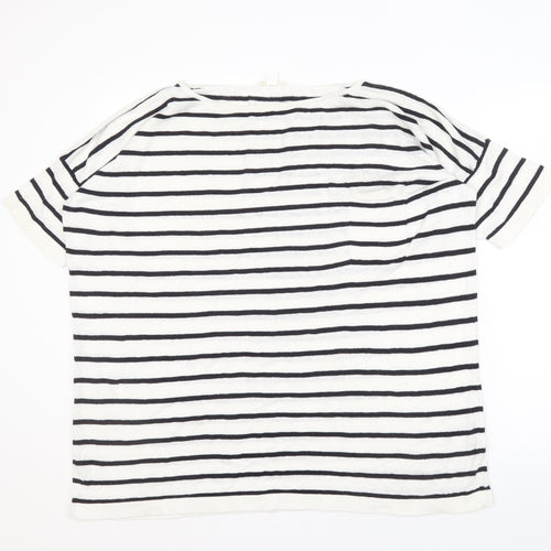 COS Linen Nautical Striped Women's T-Shirt, M-White