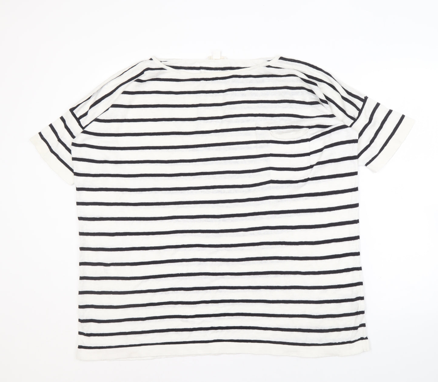 COS Linen Nautical Striped Women's T-Shirt, M-White