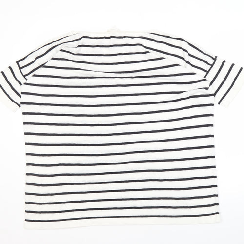 COS Linen Nautical Striped Women's T-Shirt, M-White