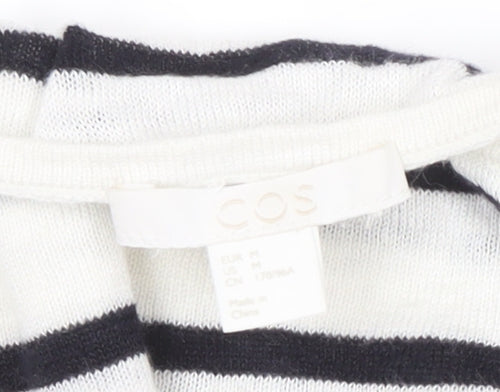 COS Linen Nautical Striped Women's T-Shirt, M-White