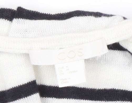 COS Linen Nautical Striped Women's T-Shirt, M-White