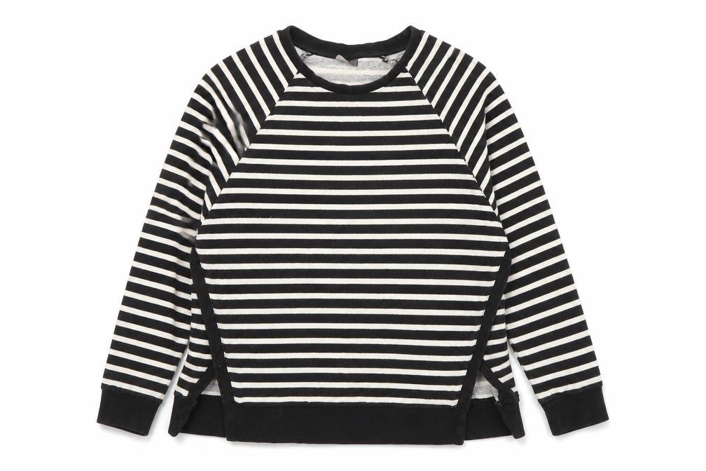 Front view of Vero Moda Women's Black Striped Pullover Sweatshirt S