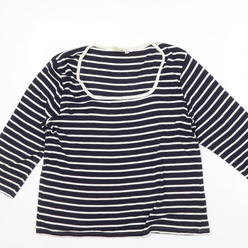 Icon Traders Women's Blue Striped Long Sleeve T-Shirt Size 14