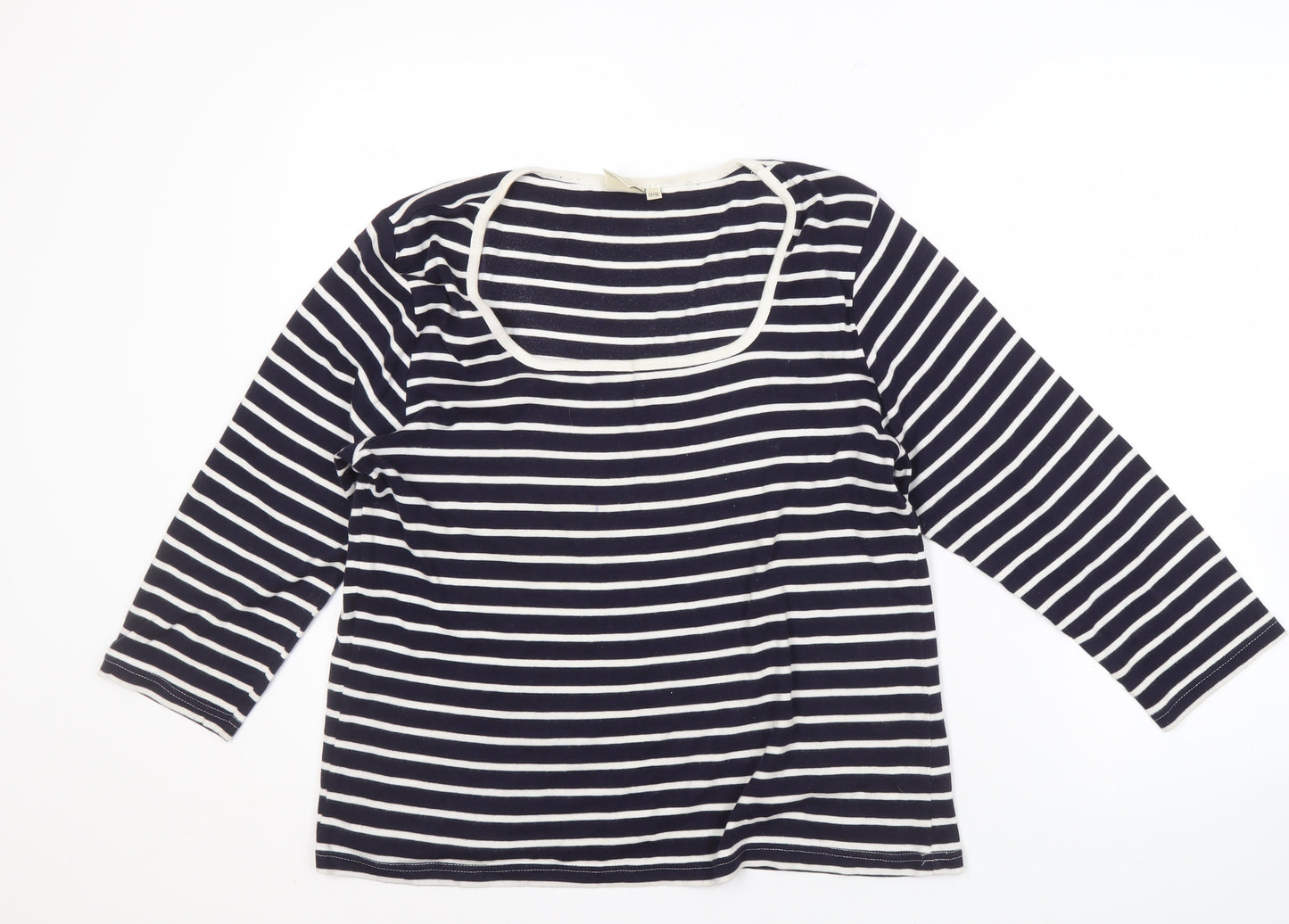 Icon Traders Women's Blue Striped Long Sleeve T-Shirt Size 14