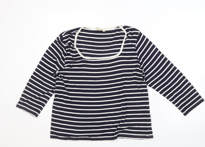 Icon Traders Women's Blue Striped Long Sleeve T-Shirt Size 14