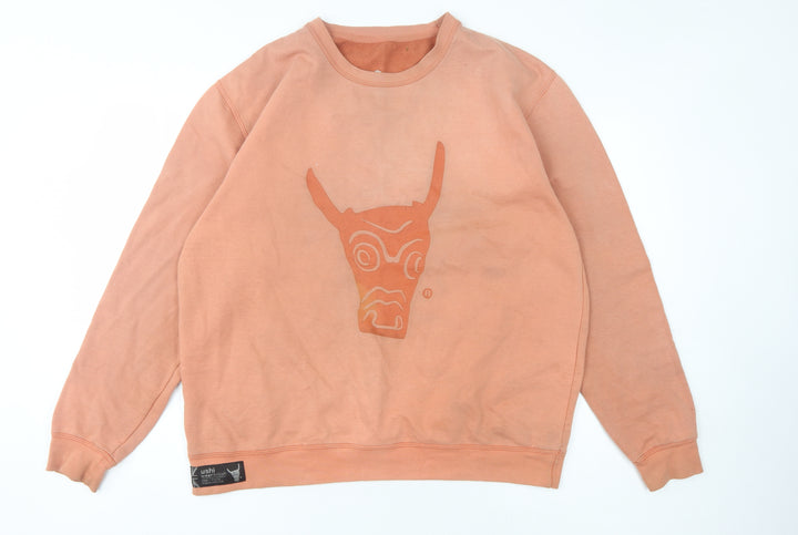 Ushi Men's Large Orange Graphic Pullover Sweatshirt