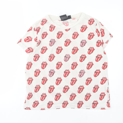 The Rolling Stones Women's White Graphic T-Shirt Size 10