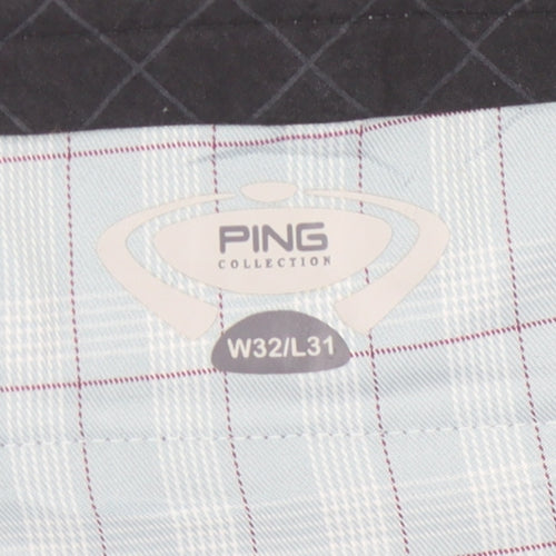 PING Men's Multicoloured Plaid Golf Khakis Trousers 32