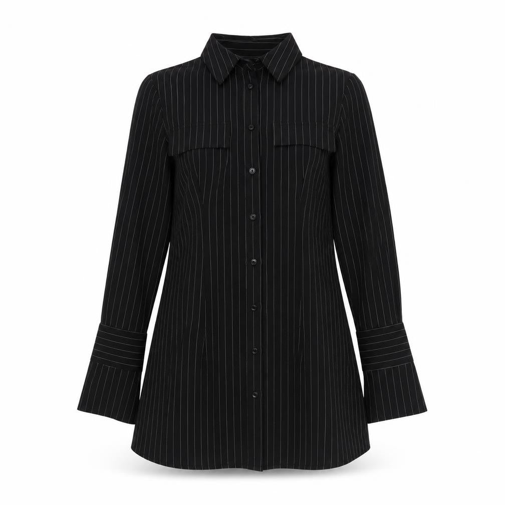 Front view of ASOS DESIGN Women's Black Button-Up Shirt, size 14