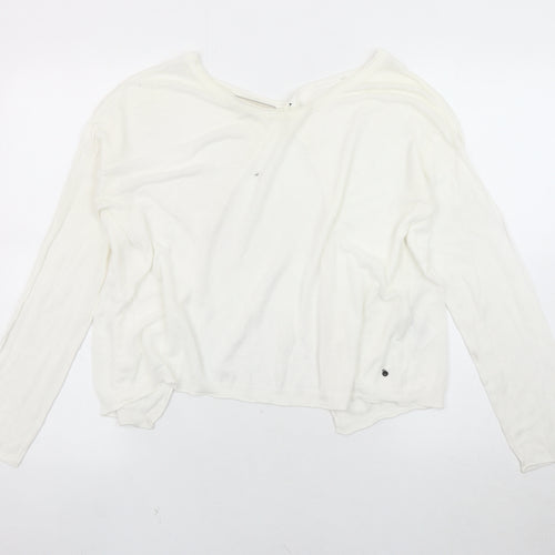 Passport Women's White Knit Long Sleeve Top Size 12