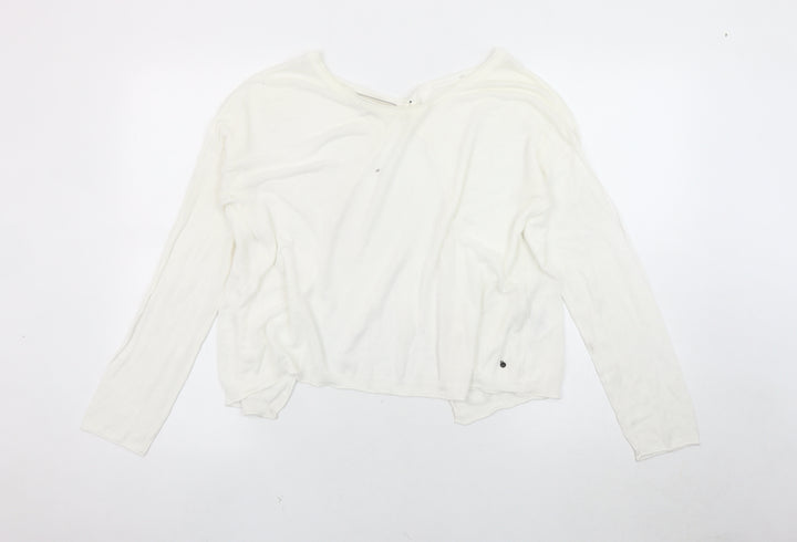 Passport Women's White Knit Long Sleeve Top Size 12