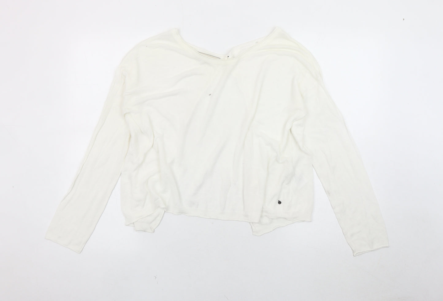 Passport Women's White Knit Long Sleeve Top Size 12