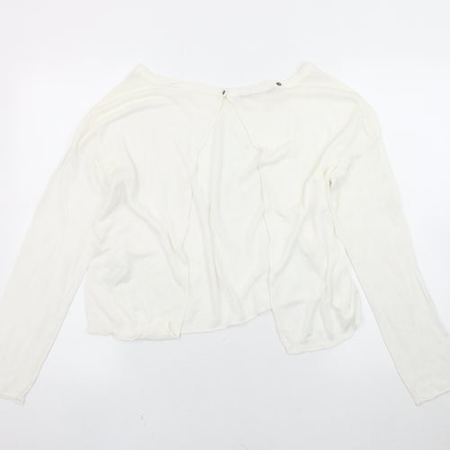 Passport Women's White Knit Long Sleeve Top Size 12