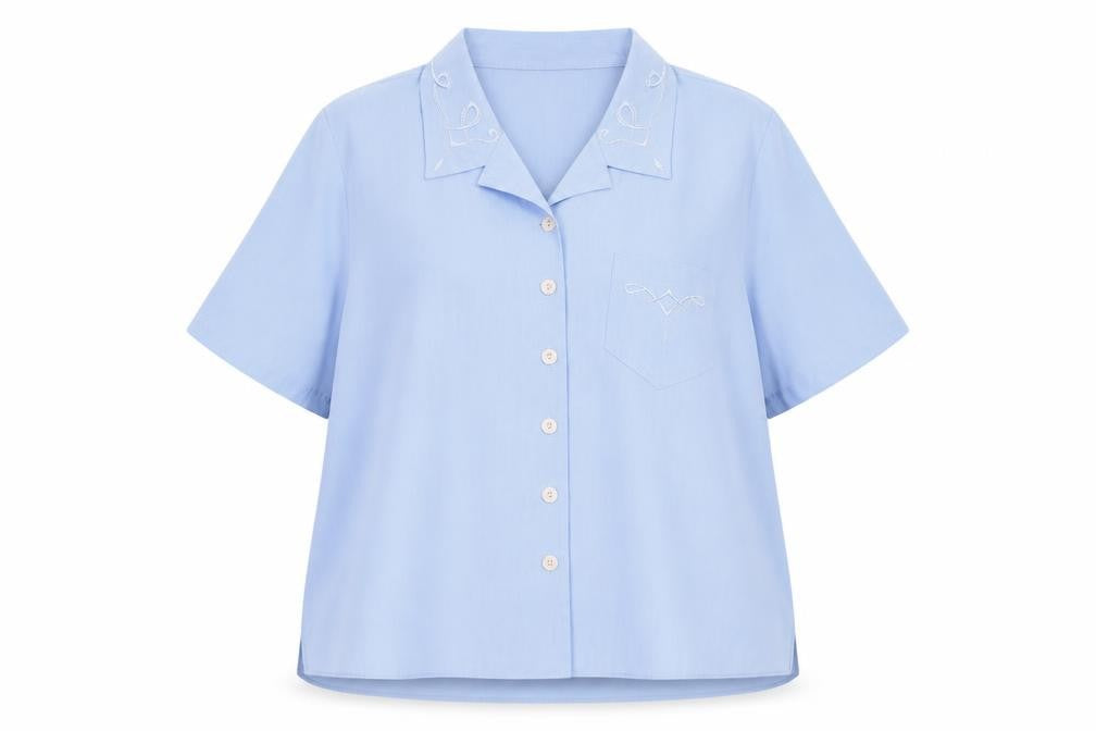 Front view of Bonmarché Women's Blue Button-Up Shirt, size 22
