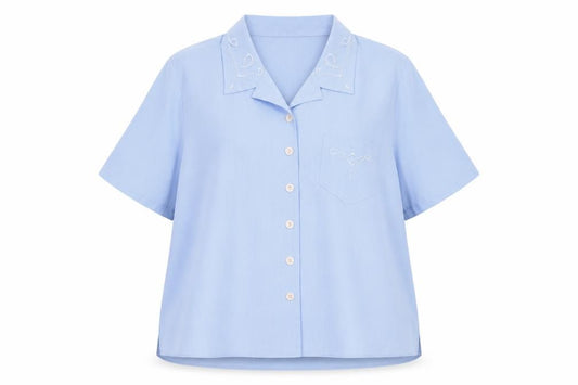 Front view of Bonmarché Women's Blue Button-Up Shirt, size 22