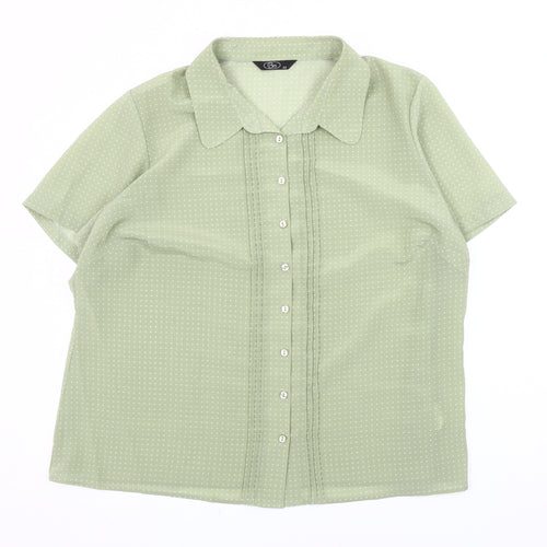 Bm Women's Green Polka Dot Button-Up Shirt Size 22