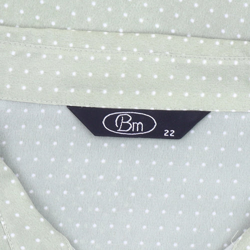 Bm Women's Green Polka Dot Button-Up Shirt Size 22