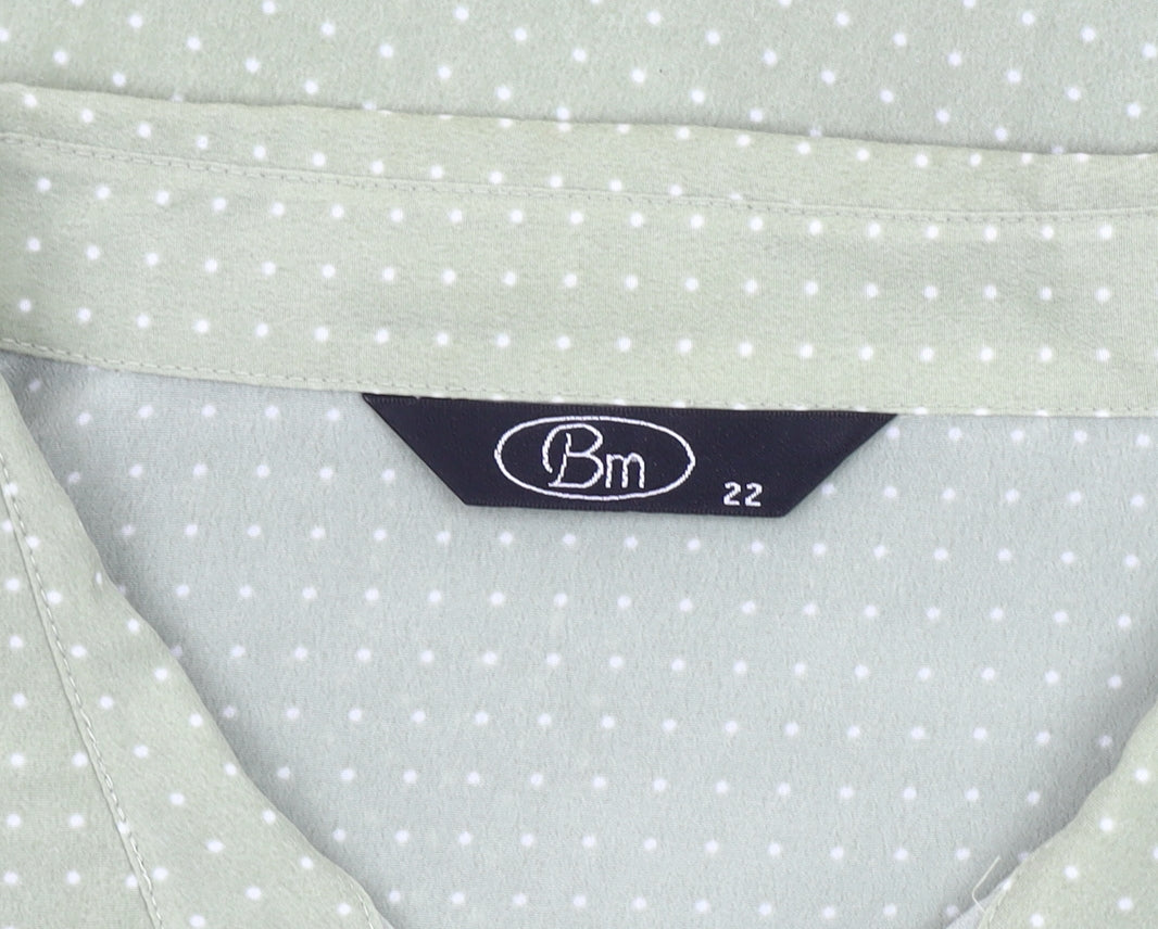 Bm Women's Green Polka Dot Button-Up Shirt Size 22