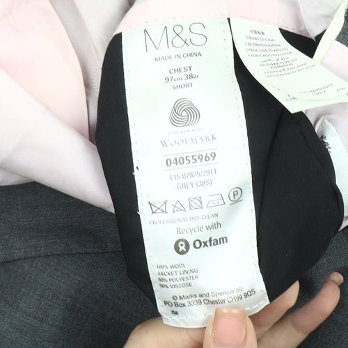 Marks and Spencer Men's Grey 38S Wool Suit Jacket