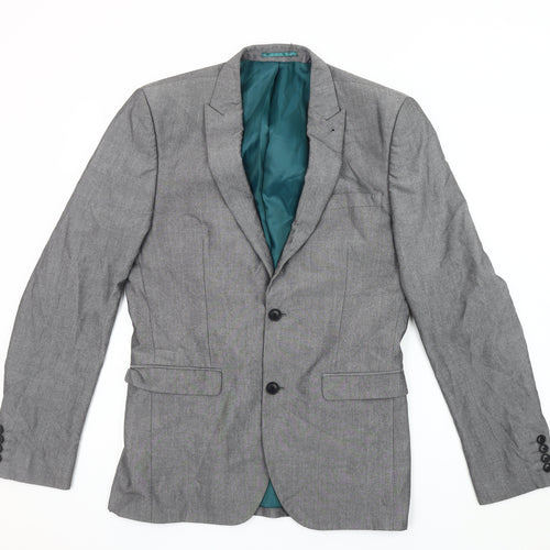 Next Men's Grey Long Length Blazer Jacket Size 38L