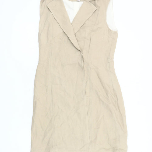 H&M Women's Beige Linen Jacket Dress Size 8