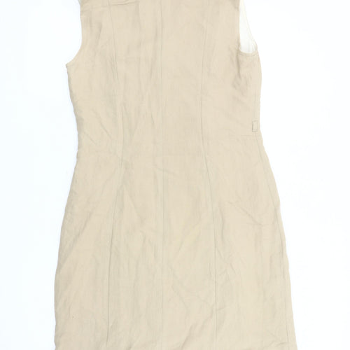 H&M Women's Beige Linen Jacket Dress Size 8