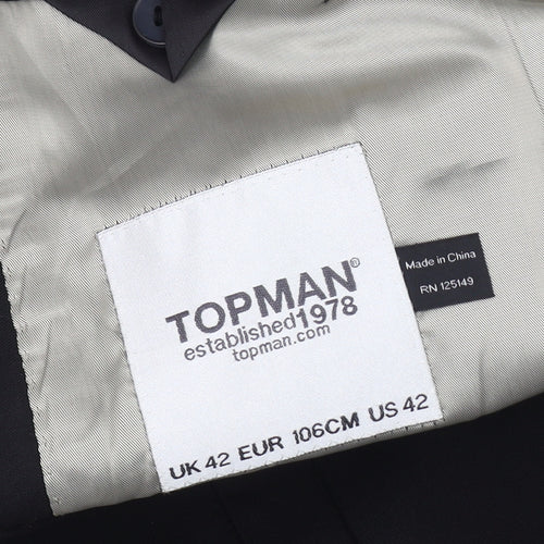 Topman Men's Black Blazer, Size 42, Formal Classic Jacket