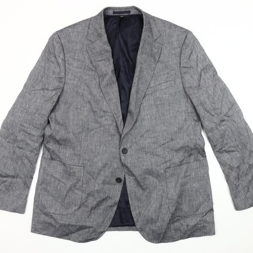 Marks and Spencer Men's Grey 46L Blazer - Autograph - Elegant Striped