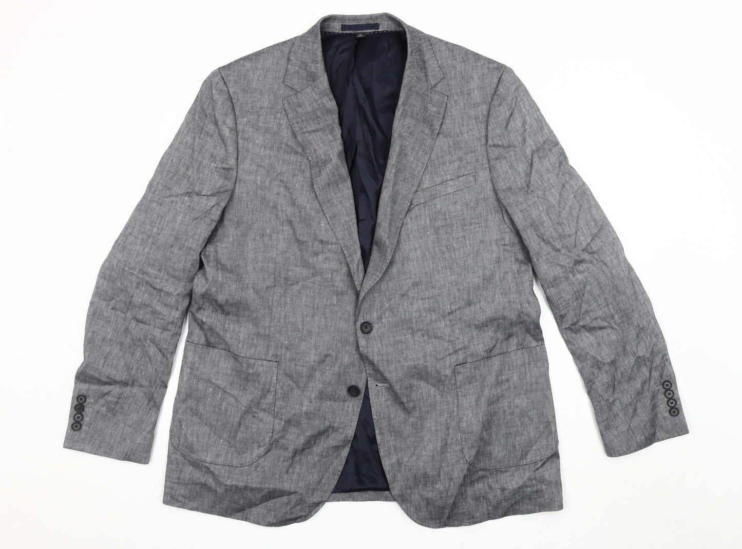 Marks and Spencer Men's Grey 46L Blazer - Autograph - Elegant Striped
