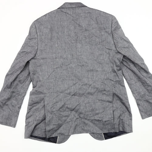 Marks and Spencer Men's Grey 46L Blazer - Autograph - Elegant Striped