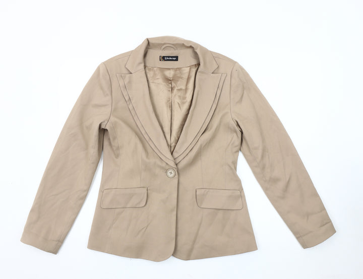 Kaleidoscope Women's Beige Blazer Size 12, Lined, One-Button