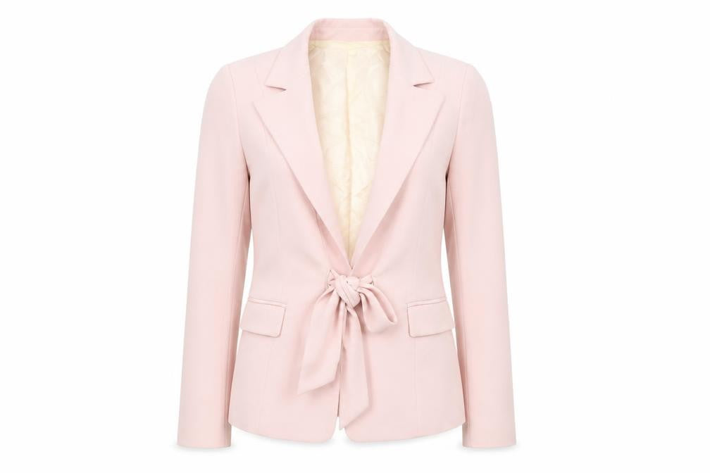 Front view of Zara Women Pink Blazer, size 14, Classic Regular Fit