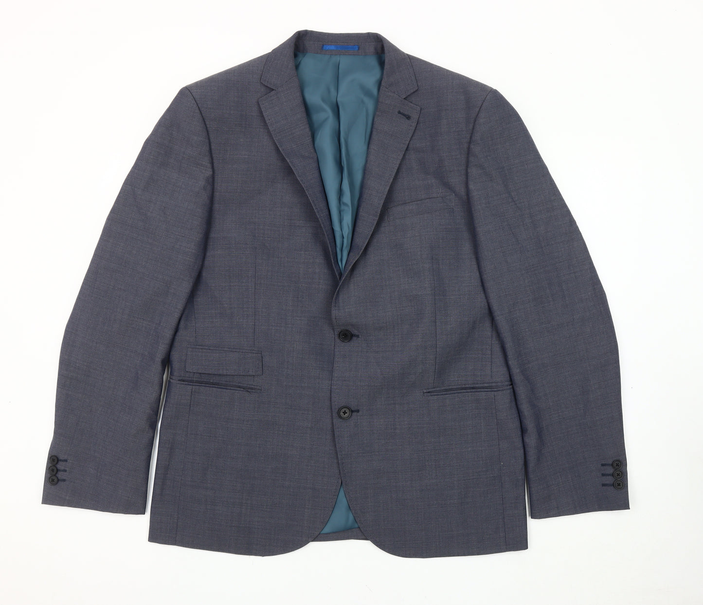 Next Men's Blue Blazer 44R Wool Blend Regular Fit