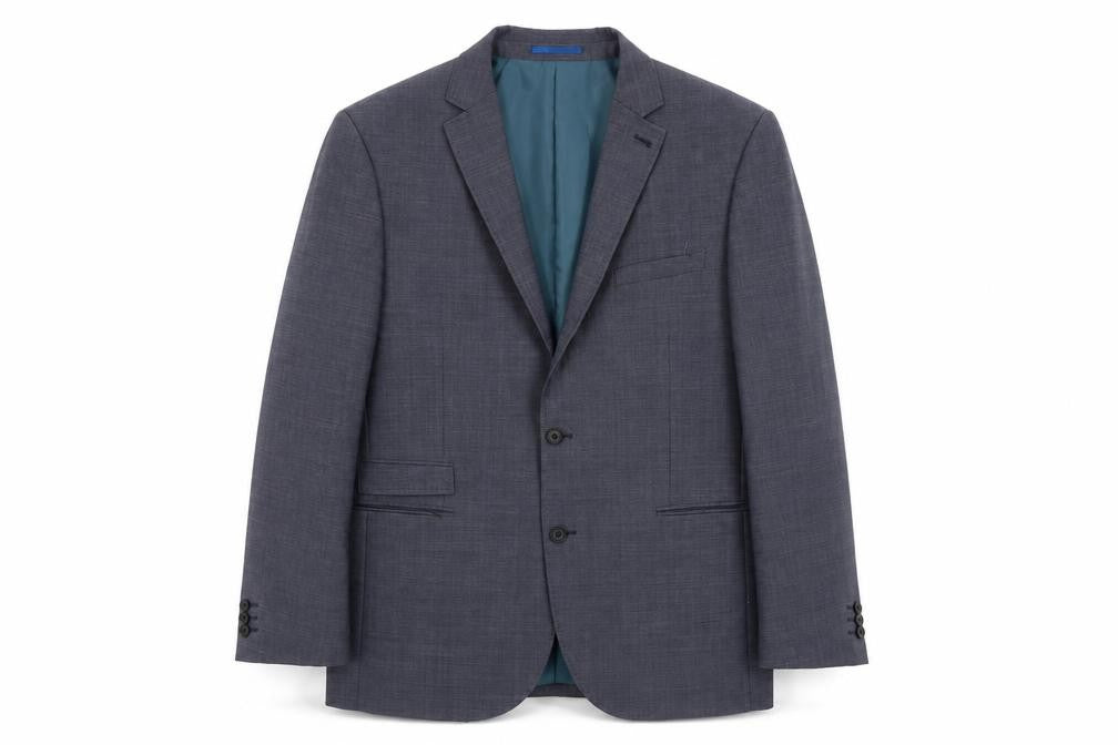 Front view of Next Men's Blue Blazer 44R Wool Blend Regular Fit