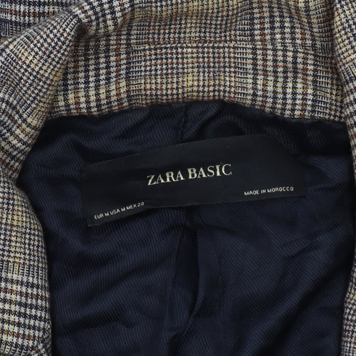 Zara Women’s Multicoloured Check Wool Overcoat Size 12