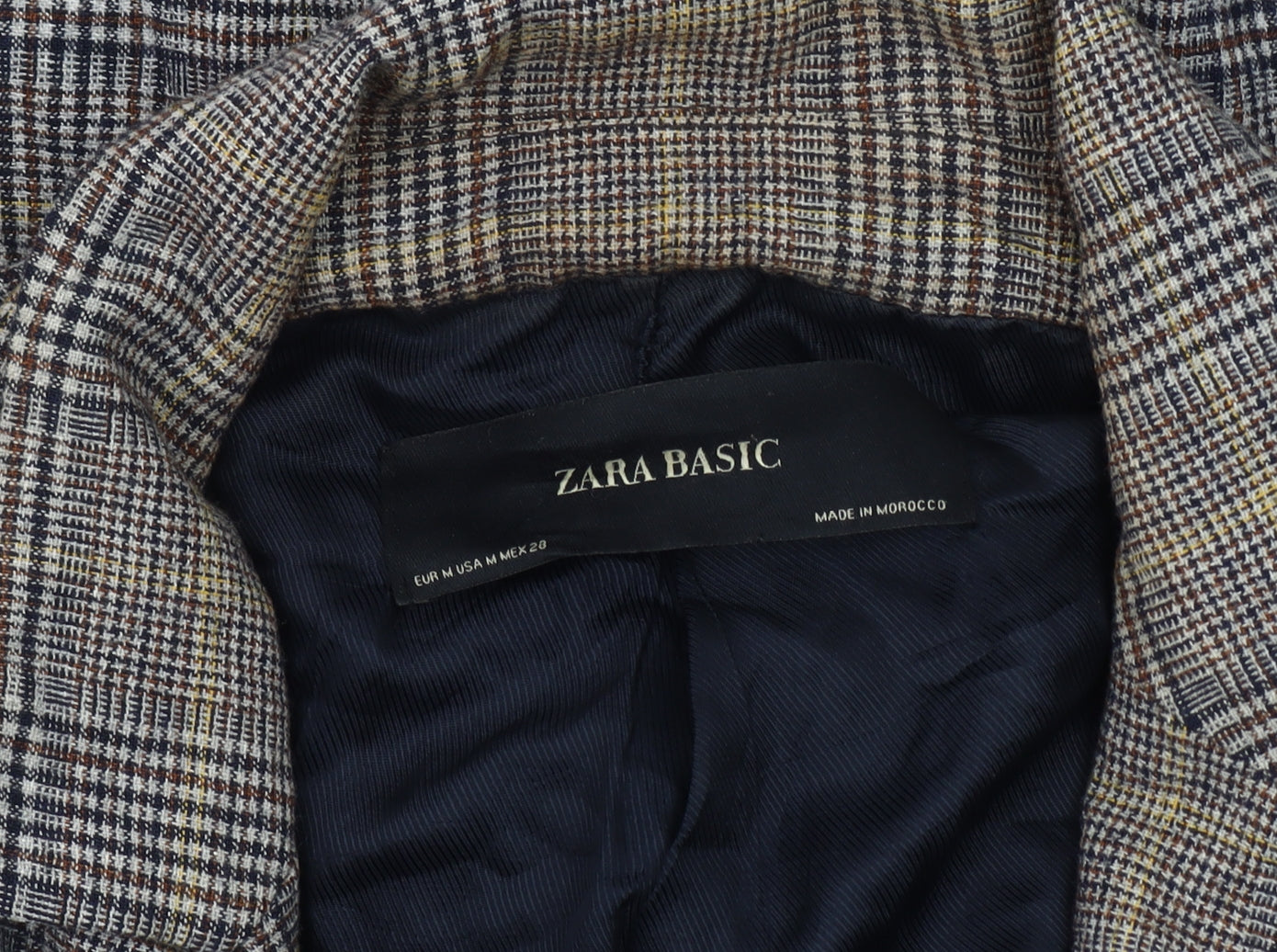 Zara Women’s Multicoloured Check Wool Overcoat Size 12