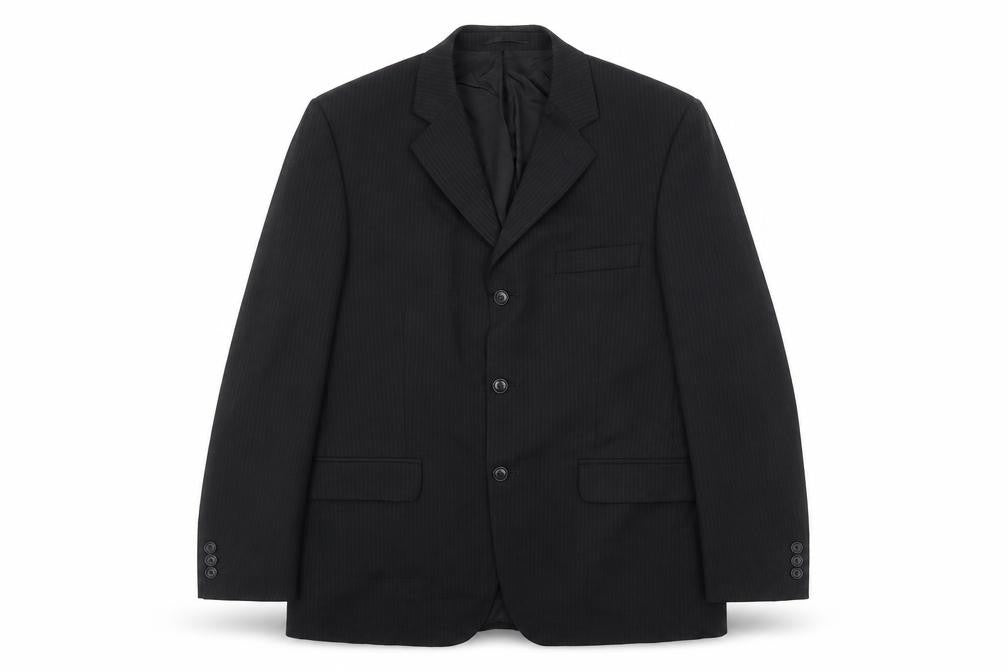 Front view of Burton Men's Black Striped Blazer 40 Regular